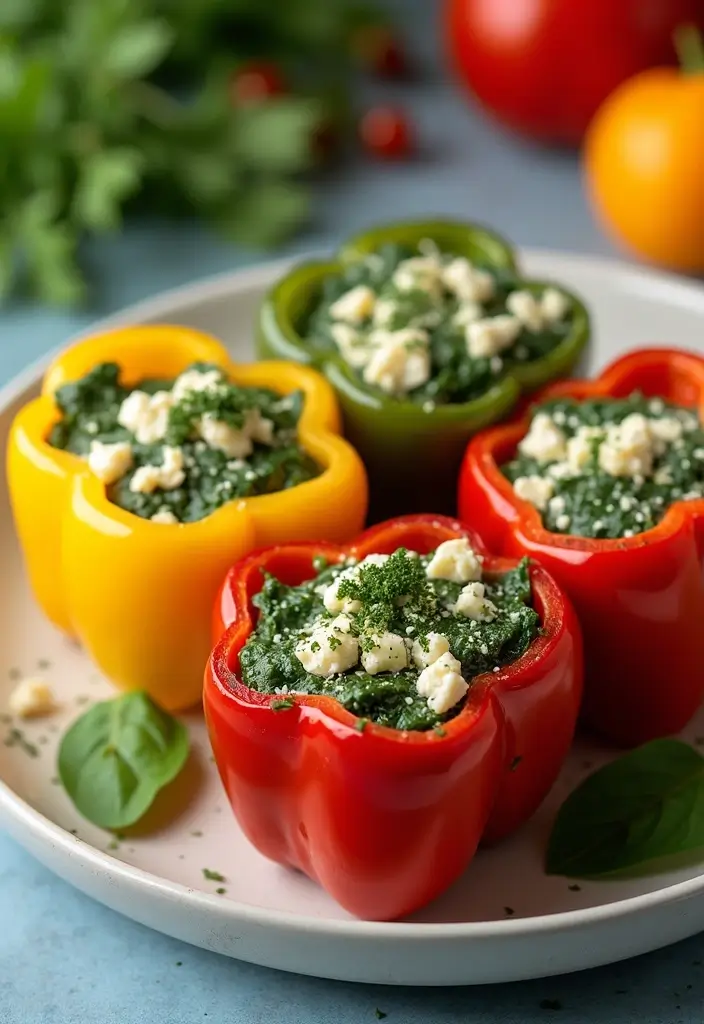 30 Protein-Packed Dairy Free Egg Recipes You’ll Love for Breakfast - 15. Spinach Feta Stuffed Peppers