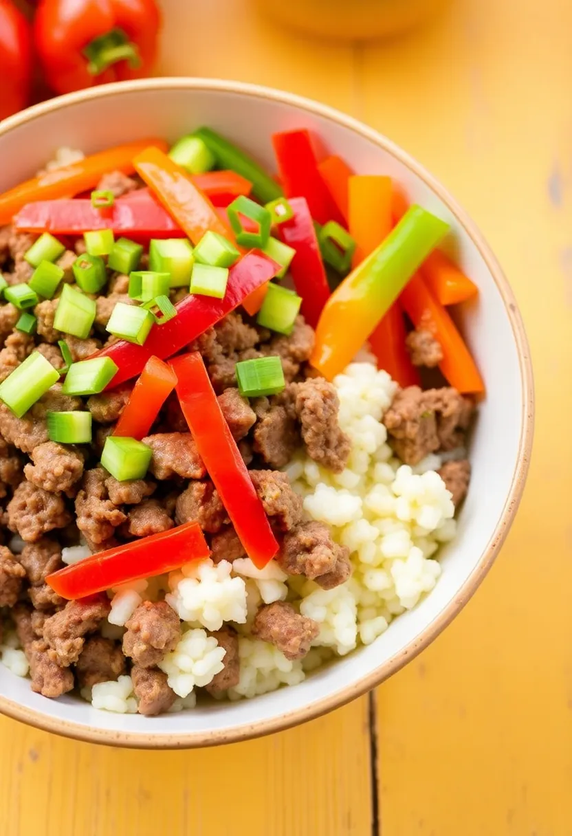 30 Savory Dairy Free Ground Beef Recipes for Easy Meals - 11. Easy Beef and Cauliflower Rice Bowl