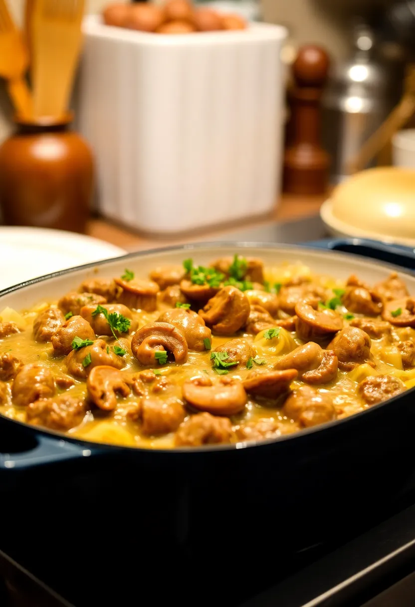 30 Savory Dairy Free Ground Beef Recipes for Easy Meals - 22. Beef and Mushroom Stroganoff Bake