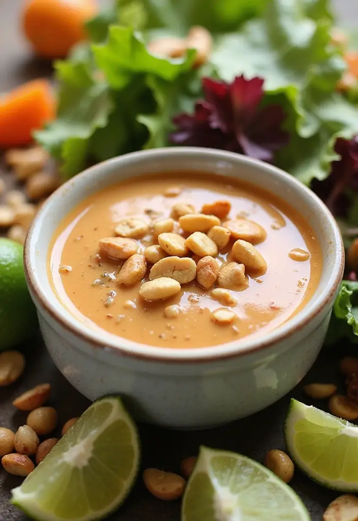 30 Tangy & Creamy Dairy Free Dressing Recipes for Every Salad - 17. Thai Peanut Dressing