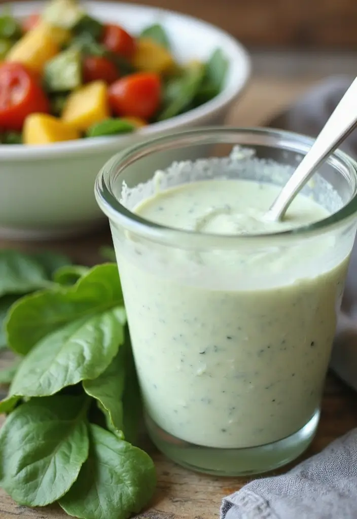 30 Tangy & Creamy Dairy Free Dressing Recipes for Every Salad - 18. Creamy Spinach Dressing
