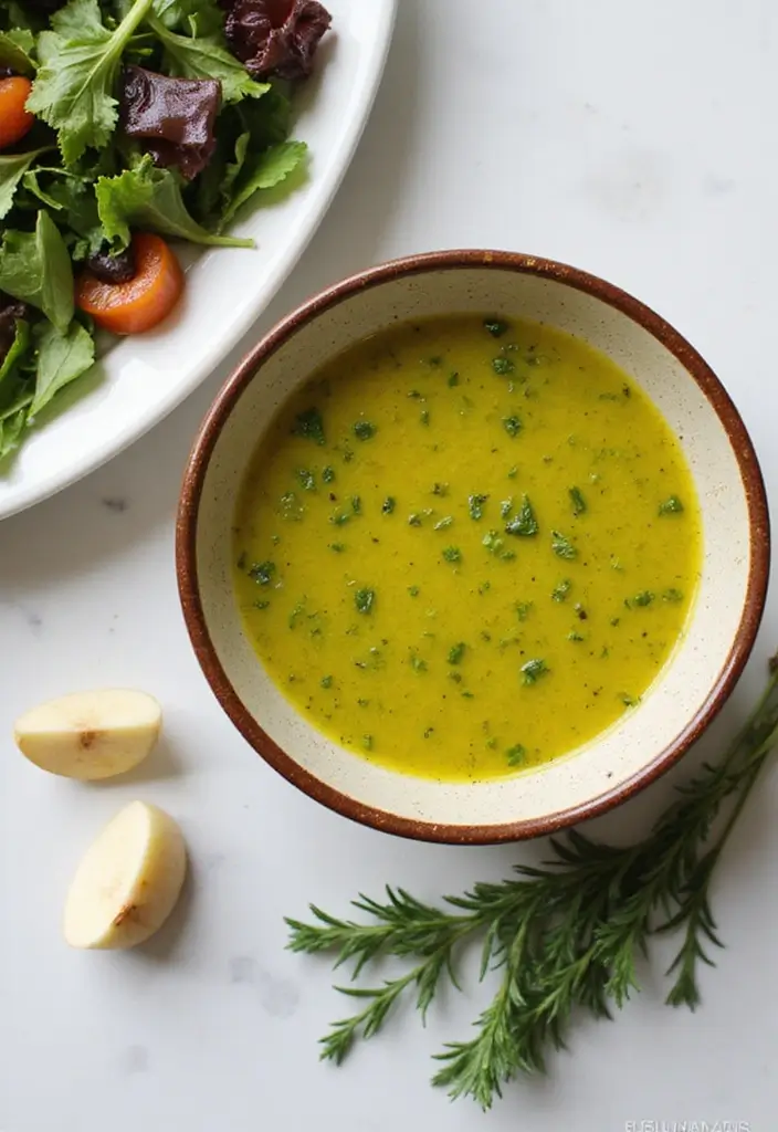 30 Tangy & Creamy Dairy Free Dressing Recipes for Every Salad - 8. Garlic Herb Vinaigrette