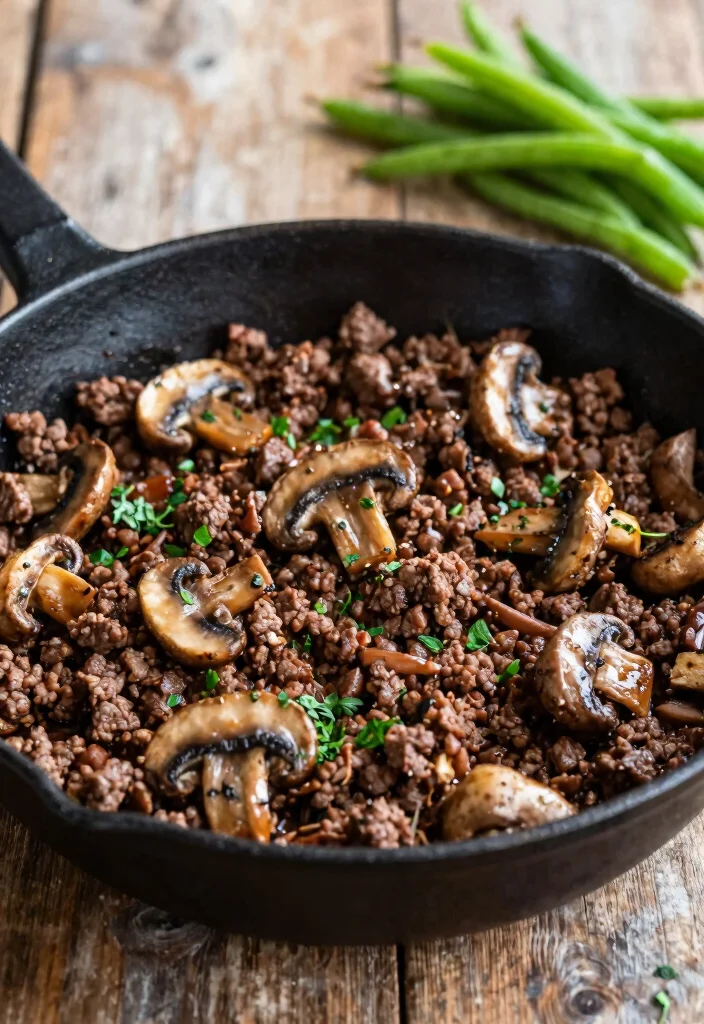 12 Keto Ground Beef Recipes for Easy Satisfying Dinners - 9. Keto Beef and Mushroom Skillet