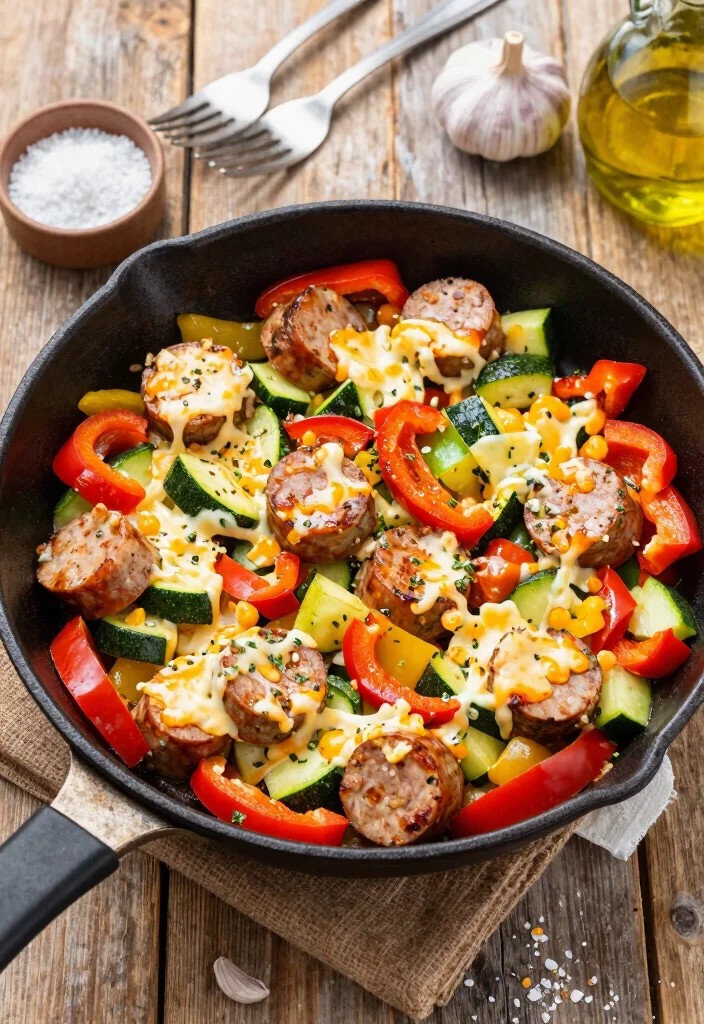 12 Keto Sausage Recipes for Quick Flavor-Rich Dinners - 1. One-Pan Cheesy Sausage and Veggie Skillet