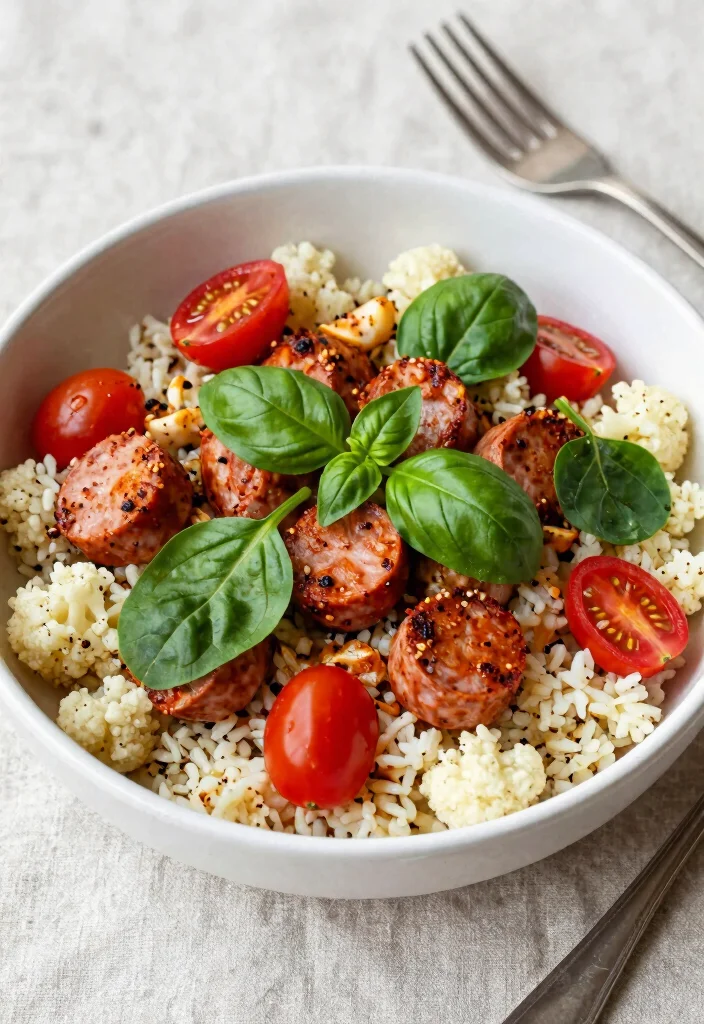 12 Keto Sausage Recipes for Quick Flavor-Rich Dinners - 2. Spicy Sausage and Cauliflower Rice Bowl