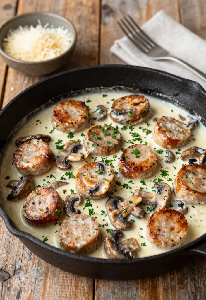 12 Keto Sausage Recipes for Quick Flavor-Rich Dinners - 4. Creamy Sausage and Mushroom Skillet