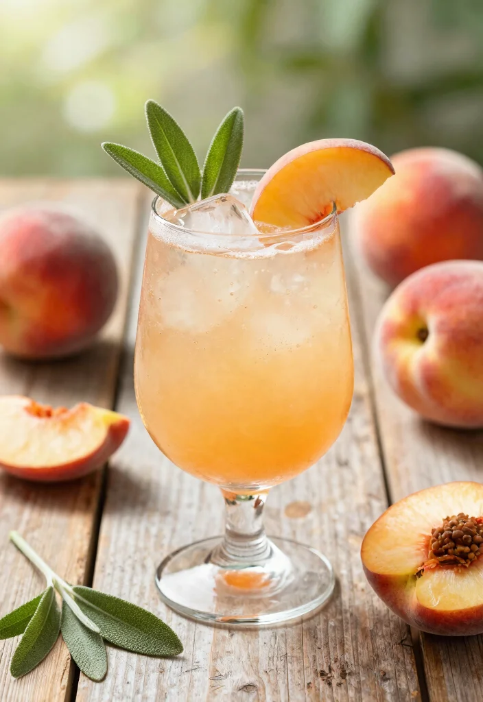 12 Summer Cocktail Recipes for Light Fresh Seasonal Sips - 8. Peach & Sage Spritz