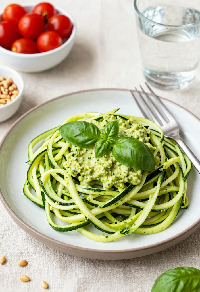 12 Vegetarian Keto Recipes for Easy Low-Carb Plant Meals - 2. Zucchini Noodles with Avocado Pesto