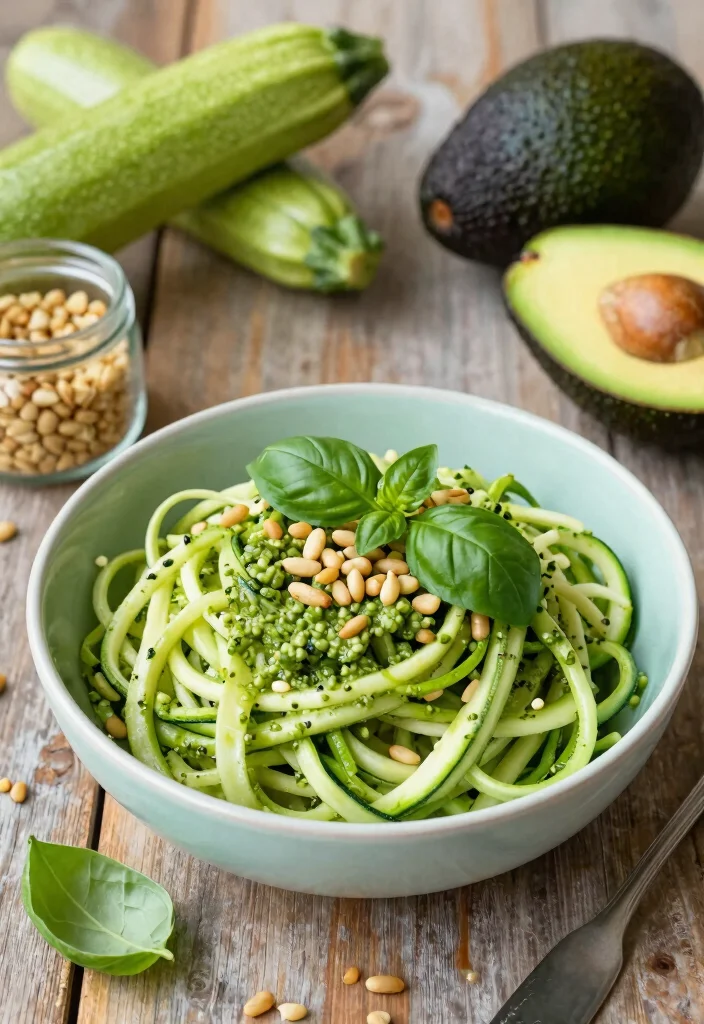 12 Veggie Dinner Recipes for Easy Balanced Weeknight Plates - 1. Zucchini Noodles with Avocado Pesto