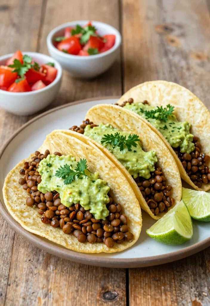 12 Veggie Dinner Recipes for Easy Balanced Weeknight Plates - 4. Lentil Tacos with Avocado Cream