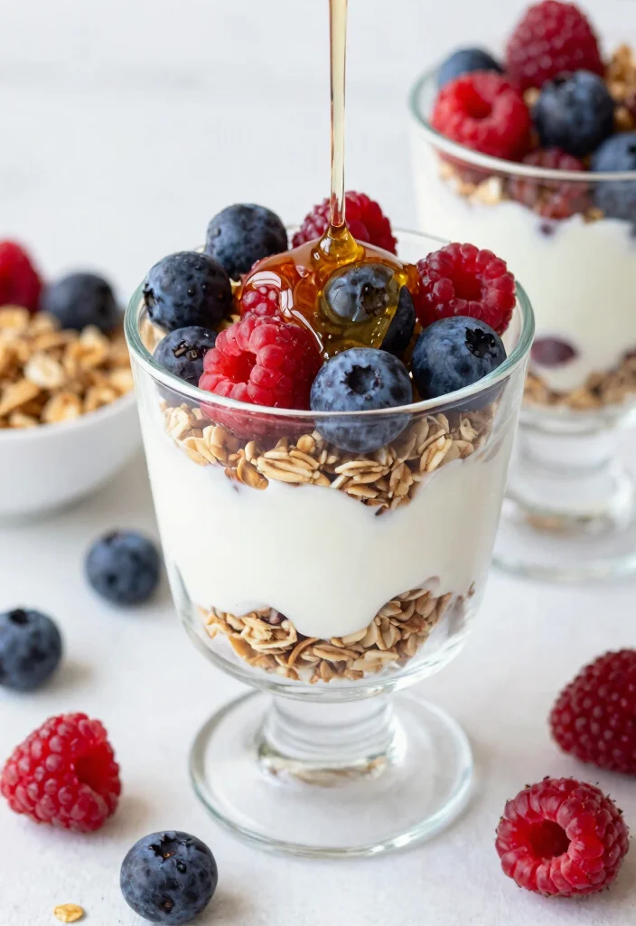 14 Healthier Dessert Recipes with Light Flavorful Upgrades - 12. Yogurt Parfait with Granola and Berries