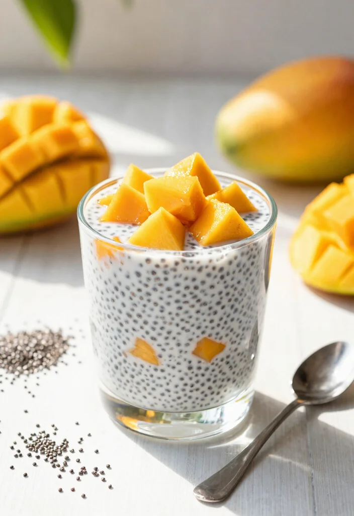 14 Healthier Dessert Recipes with Light Flavorful Upgrades - 2. Chia Seed Pudding with Coconut and Mango