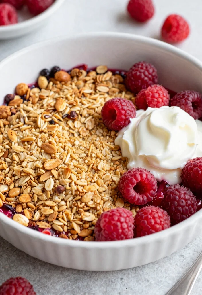 14 Healthier Dessert Recipes with Light Flavorful Upgrades - 9. Raspberry Almond Crumble