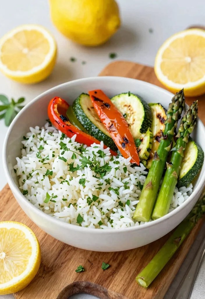14 Healthy Rice Recipes for Simple Budget-Friendly Meals - 7. Lemon Herb Rice with Grilled Veggies