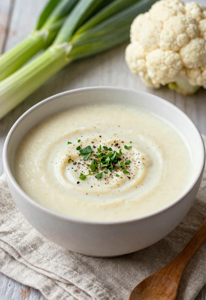 14 Healthy Soup Recipes for Light Warming Weeknight Meals - 6. Creamy Cauliflower and Leek Soup