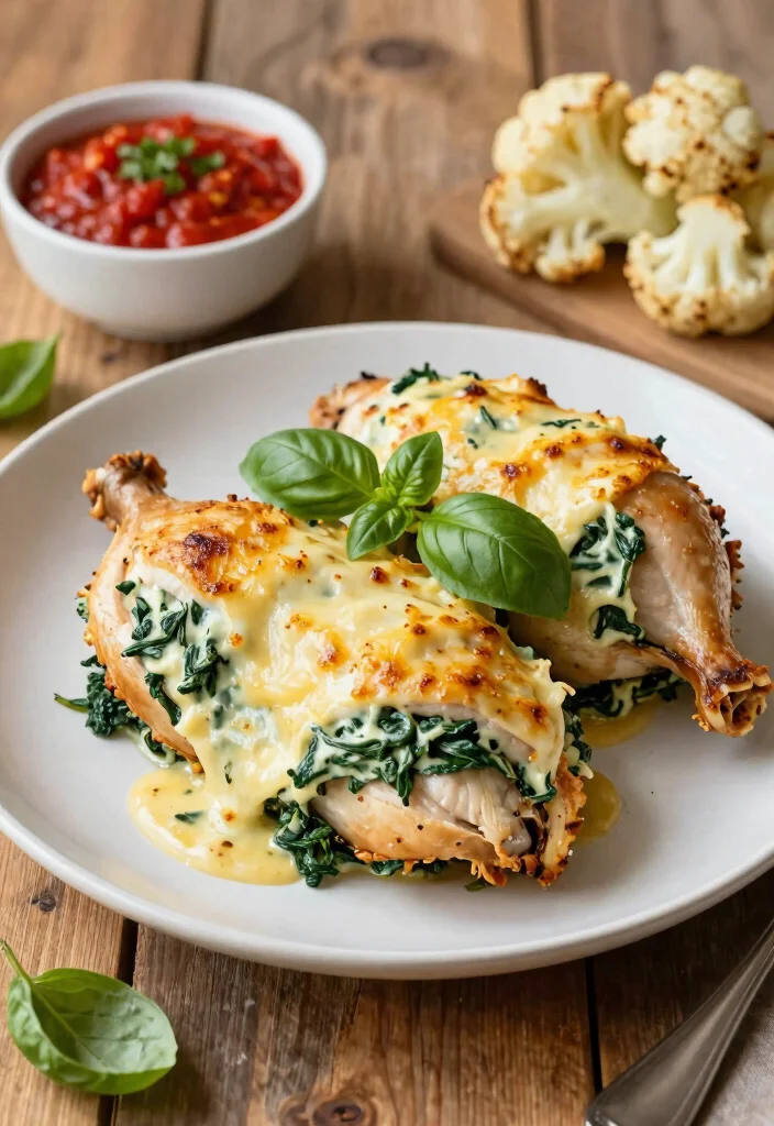 14 Keto Chicken Recipes for Easy Flavor-Packed Dinners - 3. Cheesy Spinach Stuffed Chicken