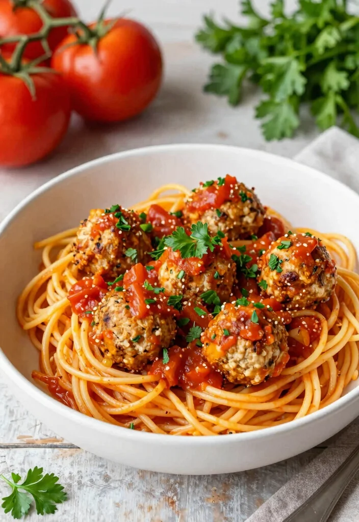 14 Low-Calorie Dinner Recipes for Easy Satisfying Meals - 8. Spaghetti Squash with Marinara and Turkey Meatballs