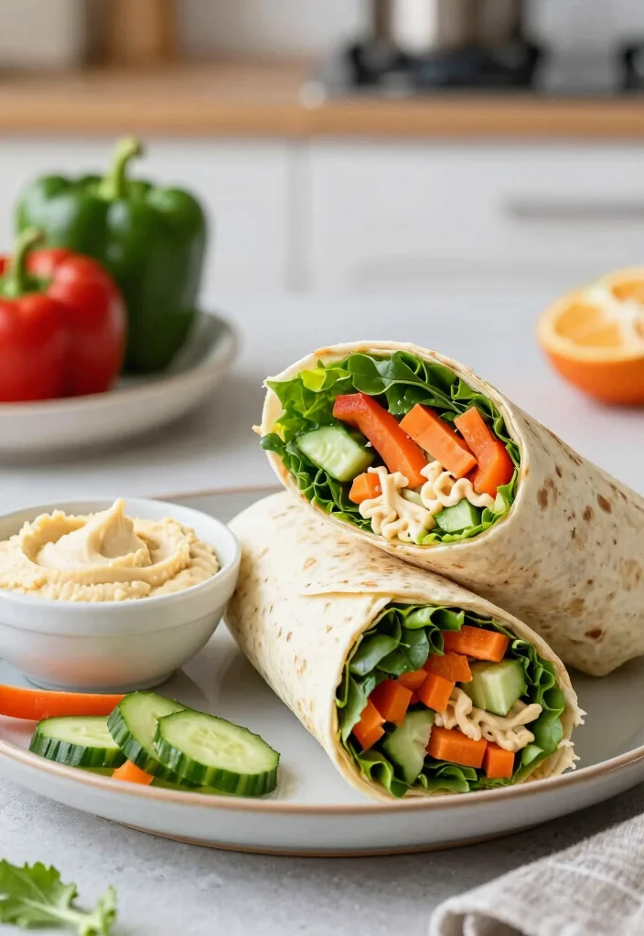 15 Easy Healthy Cooking Recipes for Fast Fresh Weeknight Meals - 10. Veggie & Hummus Wrap