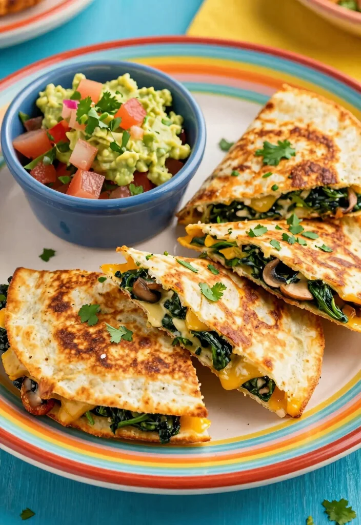 15 Healthy Dinner Ideas Recipes for Quick Nutritious Meals - 10. Spinach & Mushroom Quesadillas